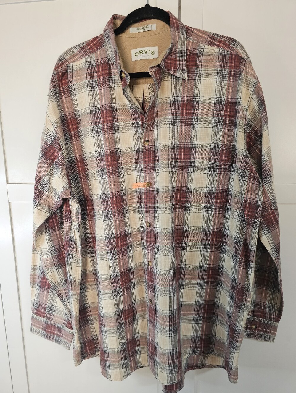 Orvis Signature Traditions Mens XL Tall Plaid Cotton Button Down Shirt